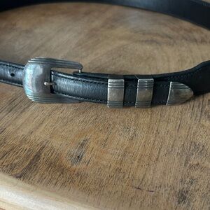 Samson Werito Leather Belt with Real Sterling Silver Accents